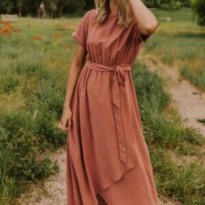 Roolee Taylor Jane Wrap Maxi in Dark Salmon